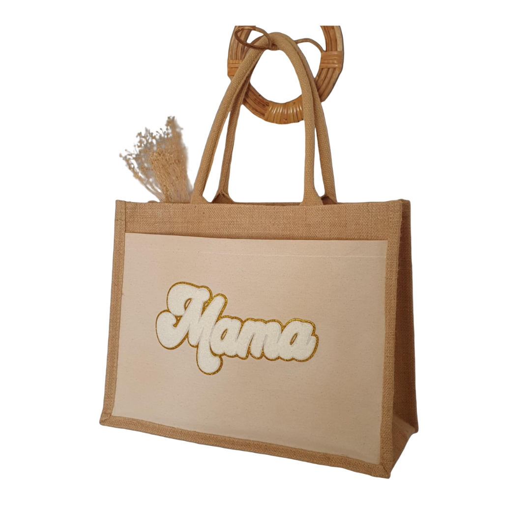 Grand sac en toile de jute MAMA