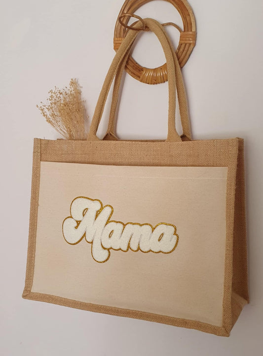 Grand sac en toile de jute MAMA