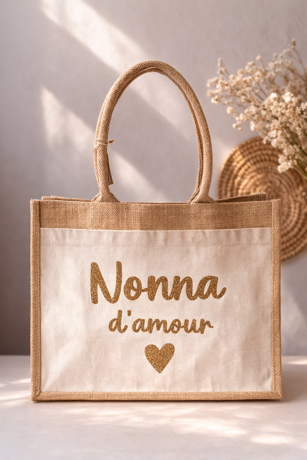 Sac personnalisé paillette en jute