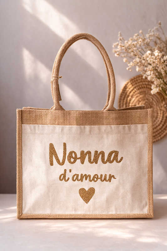 Sac personnalisé paillette en jute