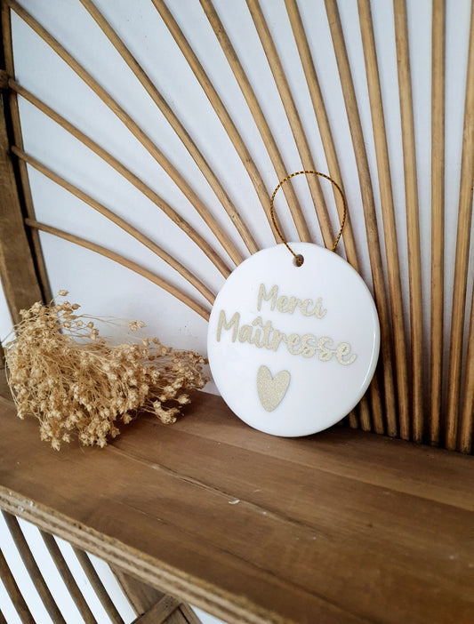 Boule de Noël céramique personnalisée effet pailleté